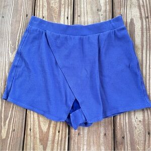Free People Movement Blue Ribbed Wrap Overlay Athletic Shorts S